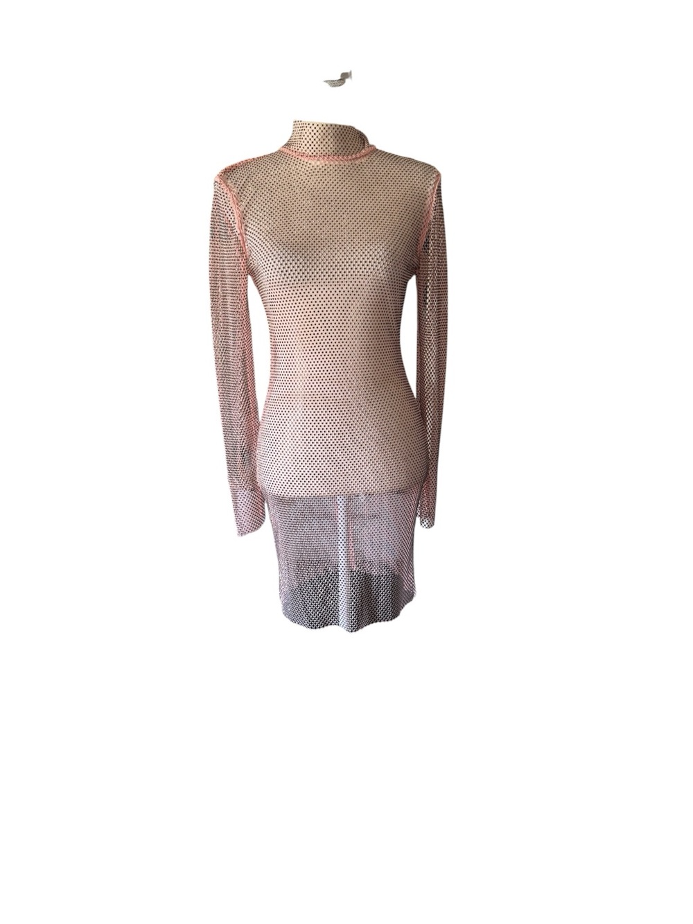 Novaluxe Pink Sheer Mesh Long-Sleeve Coverup Dress